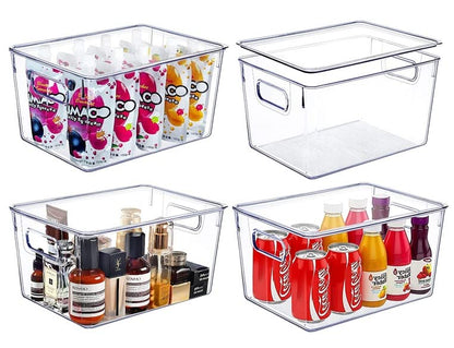 Clear Storage Bins With Lids, Plastic Storage Bins, Food Storage Organizer, Kitchen, Pantry and Fridge Organizers (Large 6 pack)