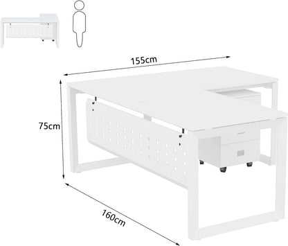 Mahmayi Vorm 136-18 White Modern Workstation Material-Melamine on MDF