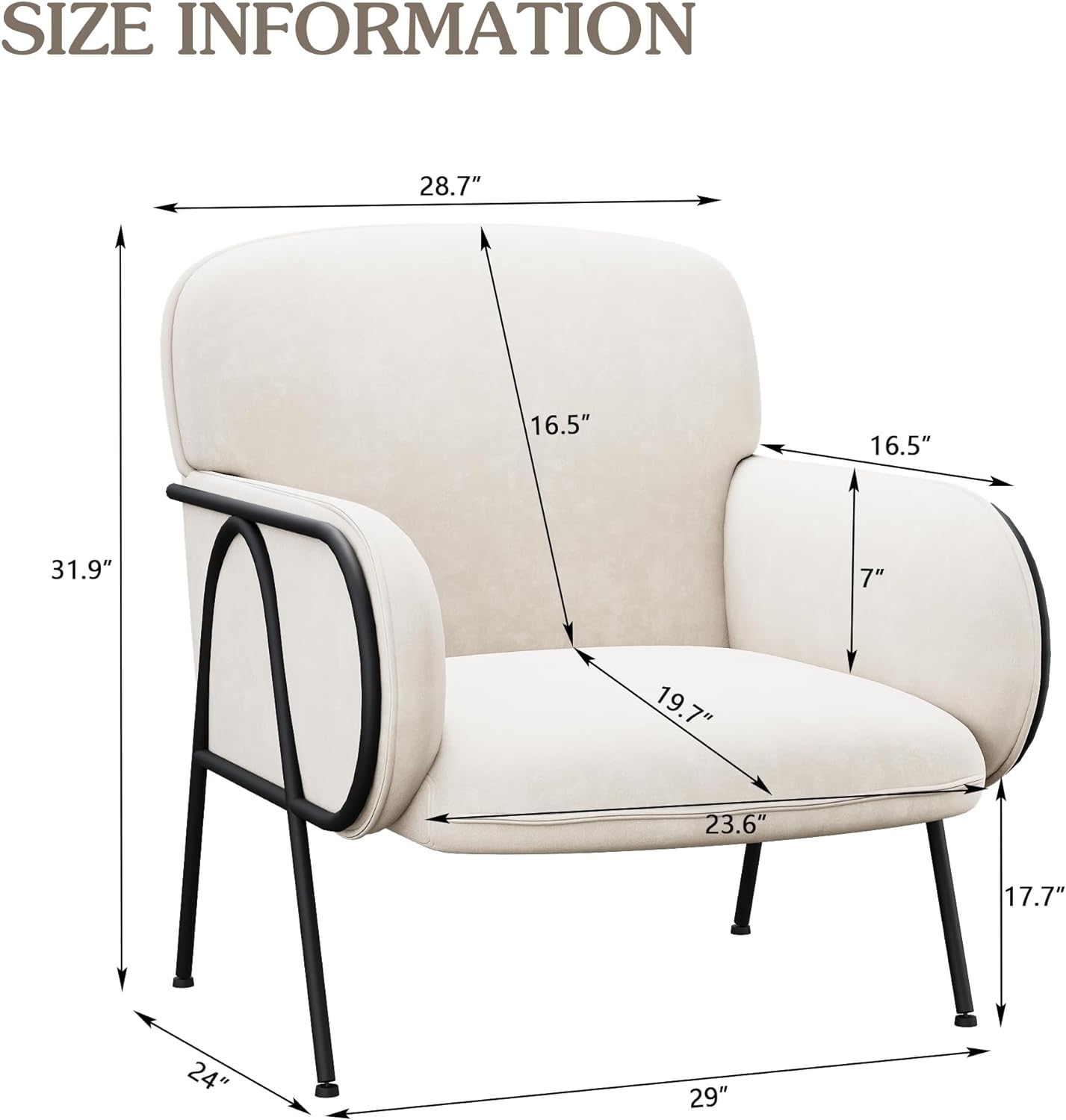 Aklaus Velvet Accent Chairs for Living Room Bedroom,Upholstered Modern Accent Chairs Armchairs Leisure Single Sofa Chair 23" Wide Reading Lounge Chair Comfy Chairs for Office Waiting Room Beige