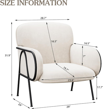 Aklaus Velvet Accent Chairs for Living Room Bedroom,Upholstered Modern Accent Chairs Armchairs Leisure Single Sofa Chair 23" Wide Reading Lounge Chair Comfy Chairs for Office Waiting Room Beige