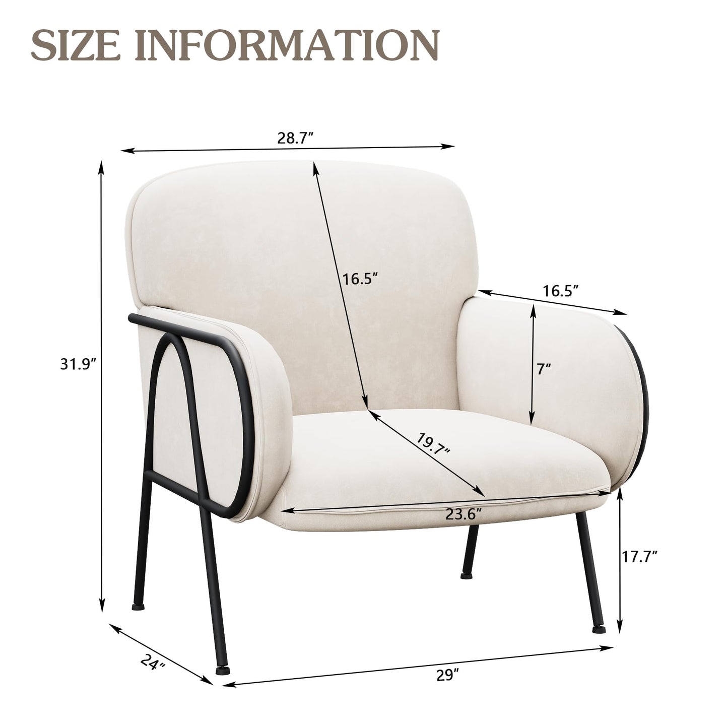 Aklaus Velvet Accent Chairs for Living Room Bedroom,Upholstered Modern Accent Chairs Armchairs Leisure Single Sofa Chair 23" Wide Reading Lounge Chair Comfy Chairs for Office Waiting Room Beige