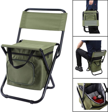 TOMVAES Portable Outdoor Folding Chair Fishing Chair Folding Stool Camping Fishing Stool Adult with Heat Preservation ice Pack Foldable Picnic Chair Outdoor Chair