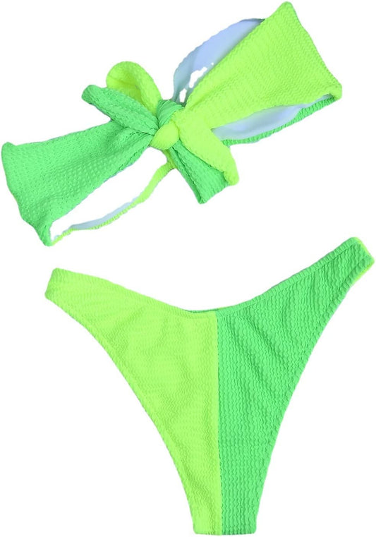 Women Swimsuit Female Micro Bikini Sexy Swimwear Women Bandeau Bikini Set Swimming Suit Bathing Suits Beach Wear - M