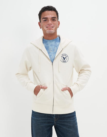 American Eagle Men Graphic Zip-Up Hoodie