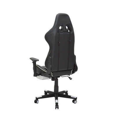 Modern design Best Executive gaming chair MH-8886-Black-white for Video Gaming Chair for Pc with fully reclining back and head rest amd footrest and soft leather (Black White)