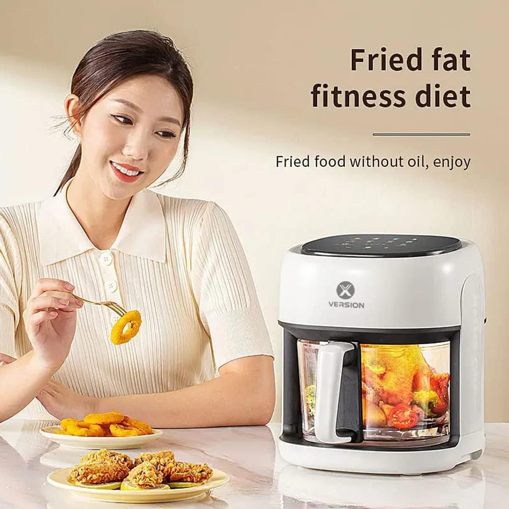 XVersion Air Fryer 4.5L, XVersion Airfryer with Digital Control Panel, Rapid Hot Air Circulation, Clear Window Internal Light Self Timer & 8 Cooking Presets Fry Roast Bake & Reheat