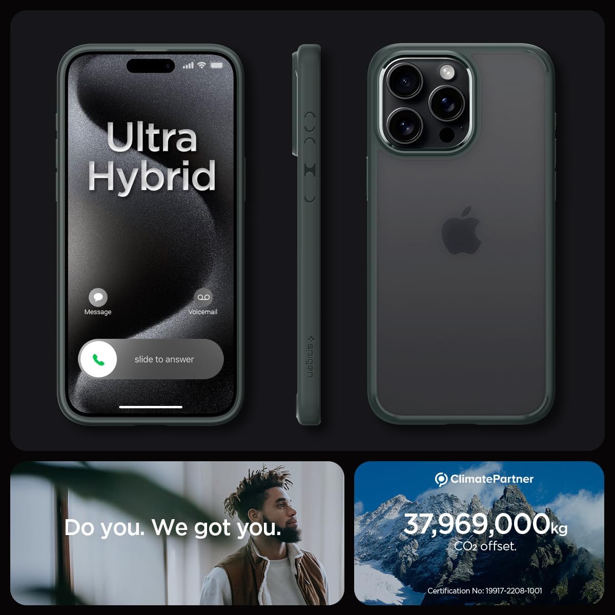 Spigen Ultra Hybrid designed for iPhone 15 Pro Max case cover (2023) - Frost Black - CaveHubs