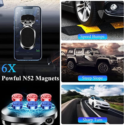 BLUE OCEAN Magnetic Car Phone Holder Foldable Dashboard Cell Phone Car Mounts 360 Adjustable Rotation Mobile Magnet Holder Car Aluminum perfect For Table Kitchen and any location (MODEL A - 360º)