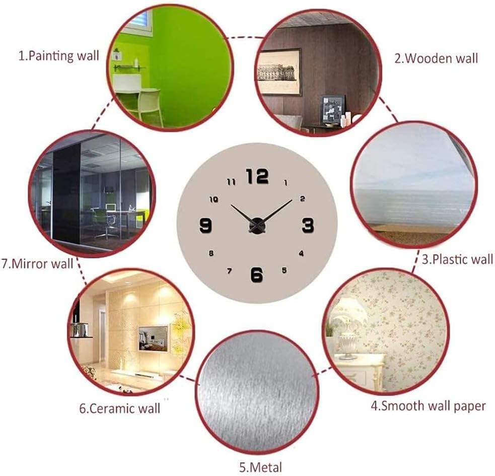 Sulfar 3D Wall Clock, Frameless Wall Clock Stickers DIY Wall Decoration, 3D Roman Number Wall Clock Home Decor