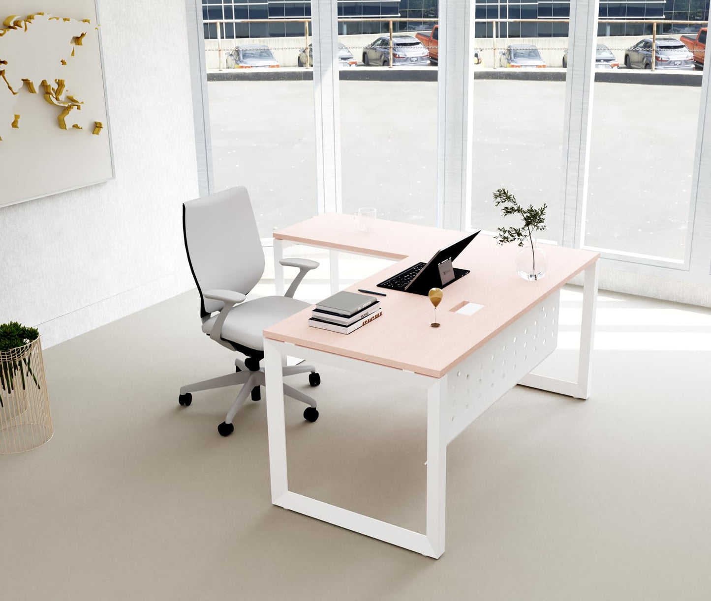 Mahmayi Vorm 136-18 White Modern Workstation Material-Melamine on MDF