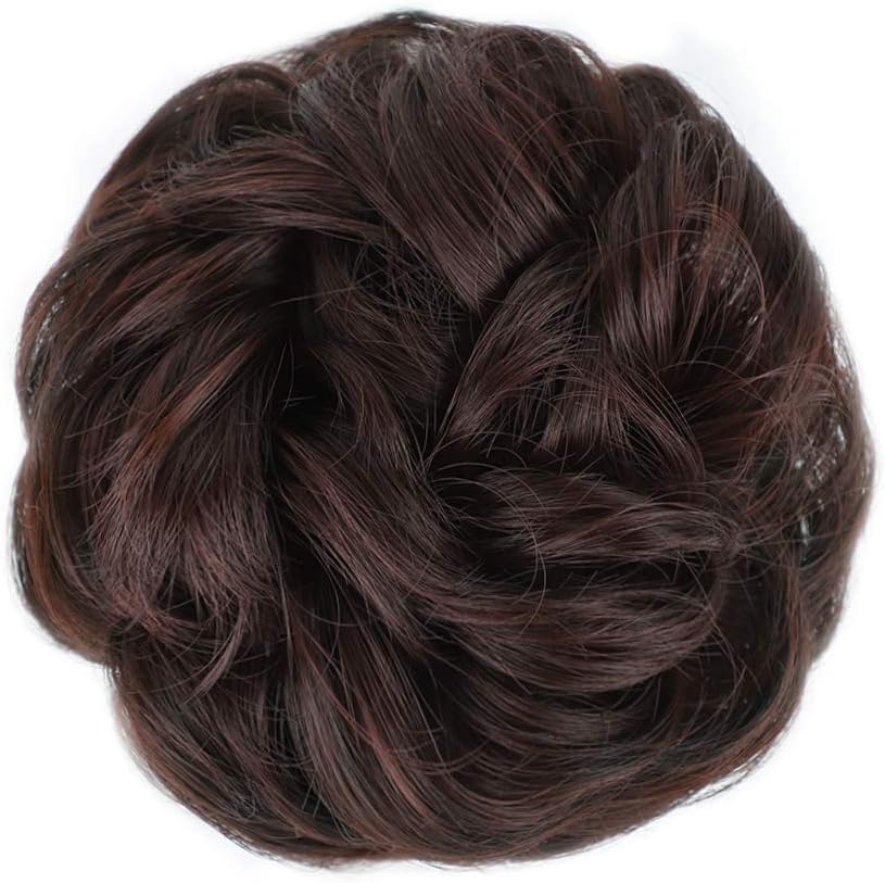 MORICA 1PCS Messy Hair Bun Hair Scrunchies Extension Curly Wavy Messy Synthetic Chignon for Women (12AH613(Light Golden Brown & Lightest Blonde))