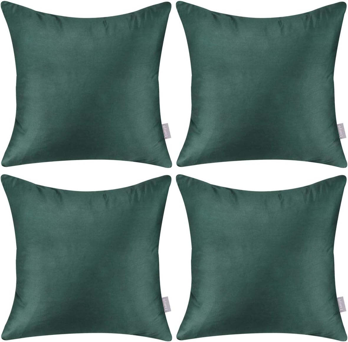 4-Pack 100% Cotton Comfortable Solid Decorative Throw Pillow Case Square Cushion Cover Pillowcase Sublimation Blank Pillow Covers(Cover Only,No Insert)(20x20inch/50x50cm, Christmas Green)