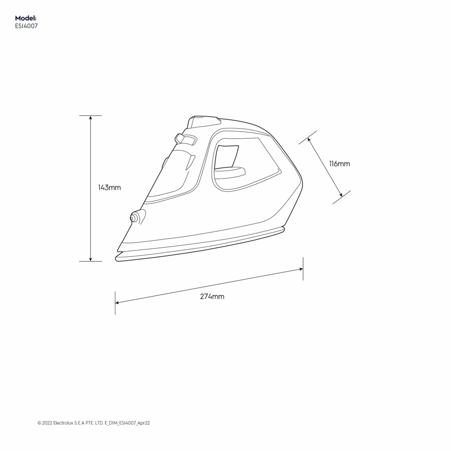 ELECTROLUX Steam Iron 1600W, Non Stick Ceramic Plate, Mechanical Knob, 1.8m Cord Length, 1 Axis Rotation Card, Water Tank, Steam Technology and Steam Shot 80 gm, Pilot Lamp, Orange, ESI4007