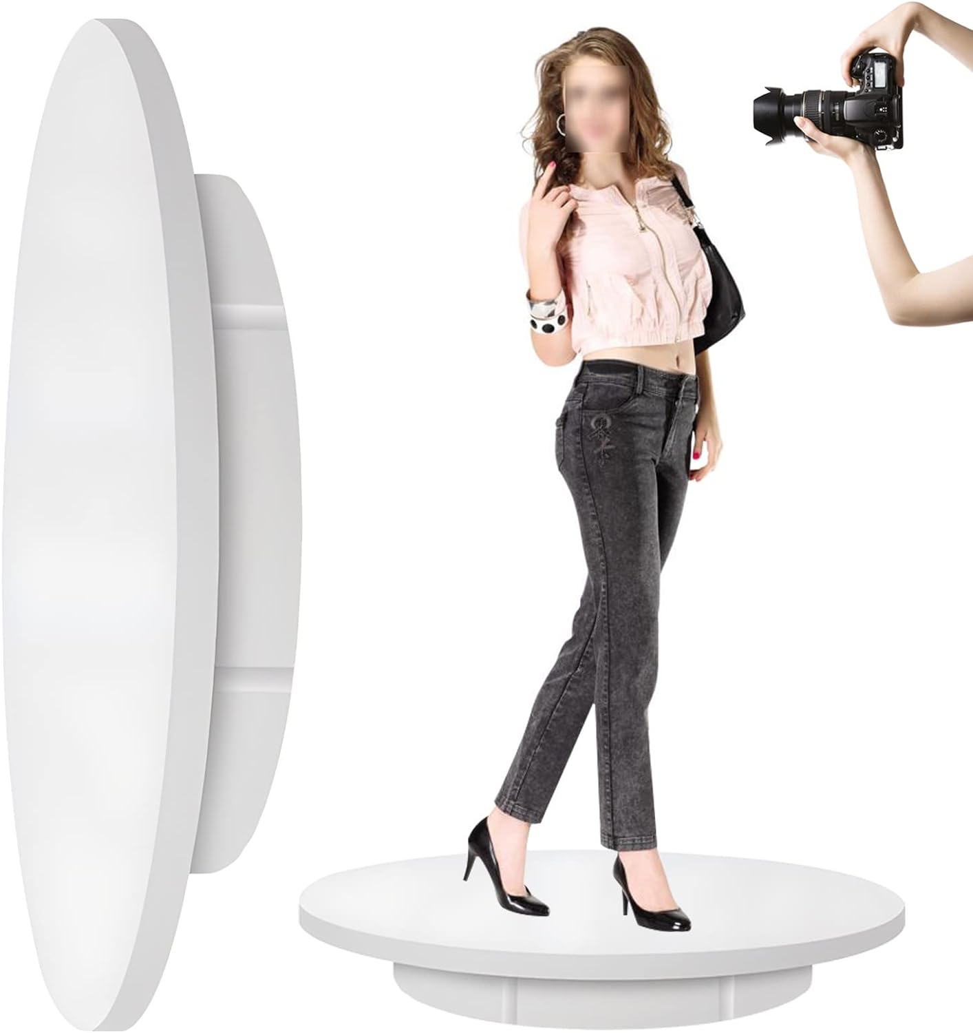 Motorized Rotating Display Stand, 360° Electric Rotating Turntable Display Stand, 220Lb Load, for Photography Products,White