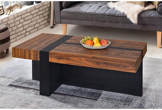 Danube Home Olive Coffee Table | Multifunctional Living Room Table | Space Saving Rectangular Center Table | Modern Design Coffee Table Furniture For Home (L120Xw60Xh45Cm) - Walnut/Black