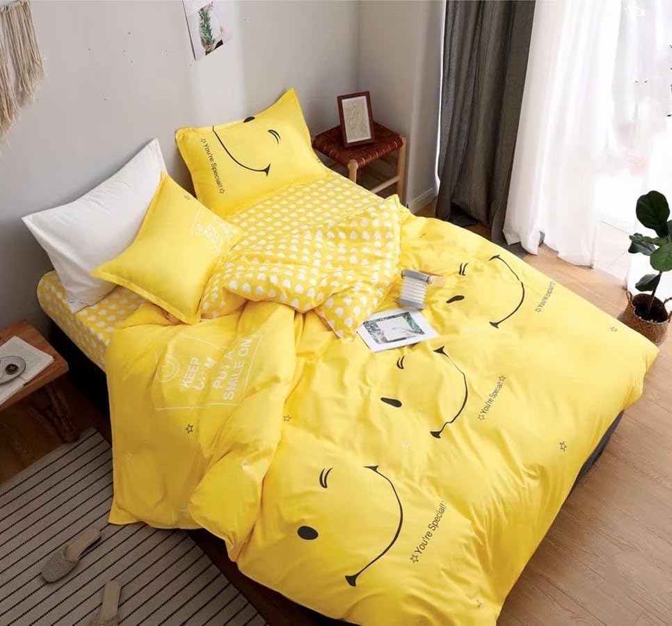 Golden Home King Size/Single Size Bedsheet duvet cover pillow case 6pcs One Set High Cotton Quality Bedding Set Kids' Duvet Covers… (AA19, King Size)