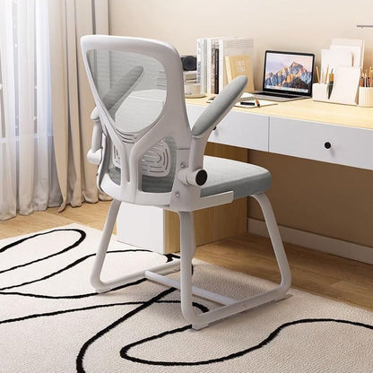 SLEEPHEAD® Home Office Desk Chair, Ergonomic Mid-Back Mesh Office Chair， Comfortable Lumbar Support, Comfy Flip-up Arms for Home, Bedroom, Study, Student (white)