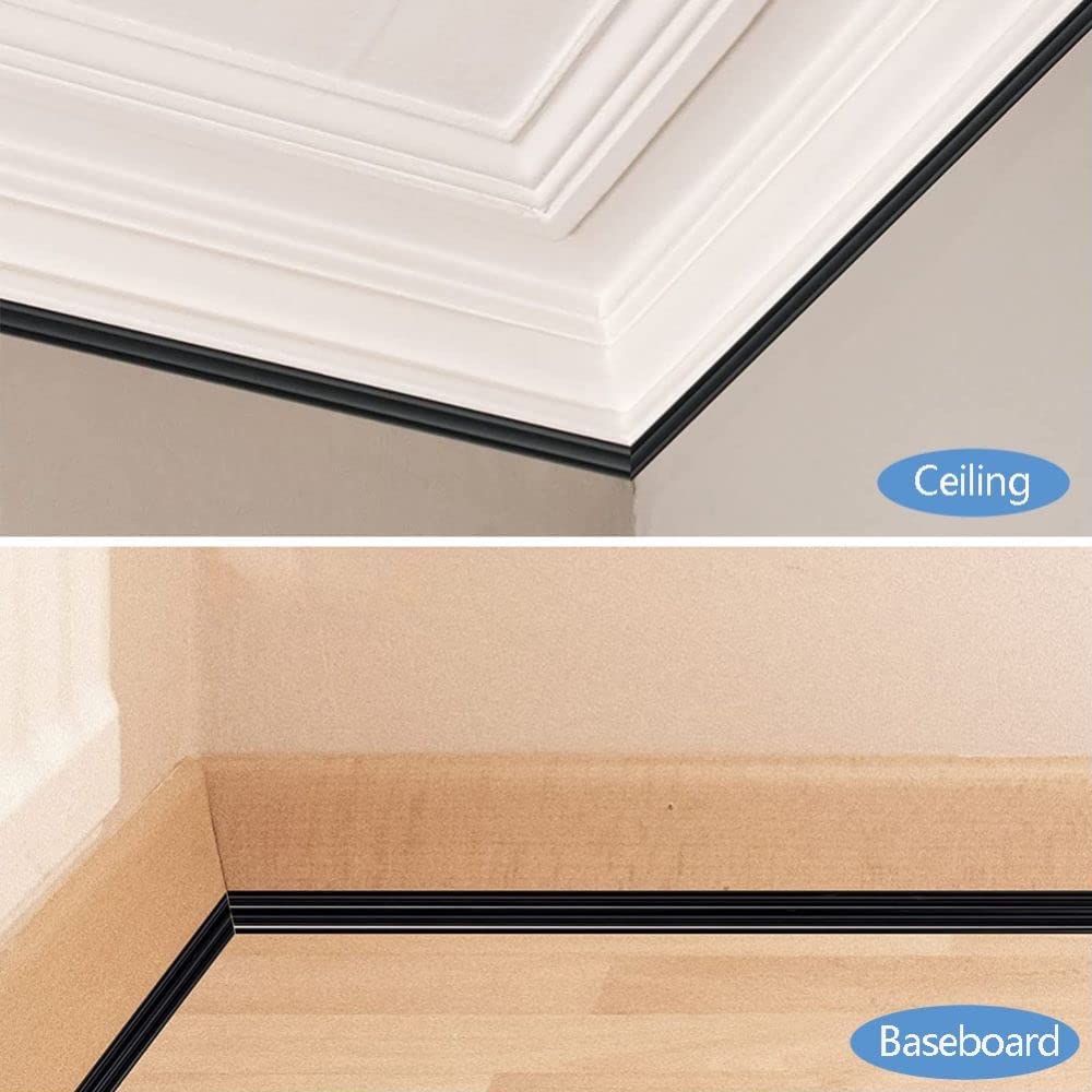 PVC Quadrant Trim,Skirting Board,Moulding Trim,Plastic Wall Corner Decoration Edging Strip Self Adhesive,Caulk Strip,Laminate Beading Anti-Mold Skirting Board,(5 Meters Long,27mm*20mm)