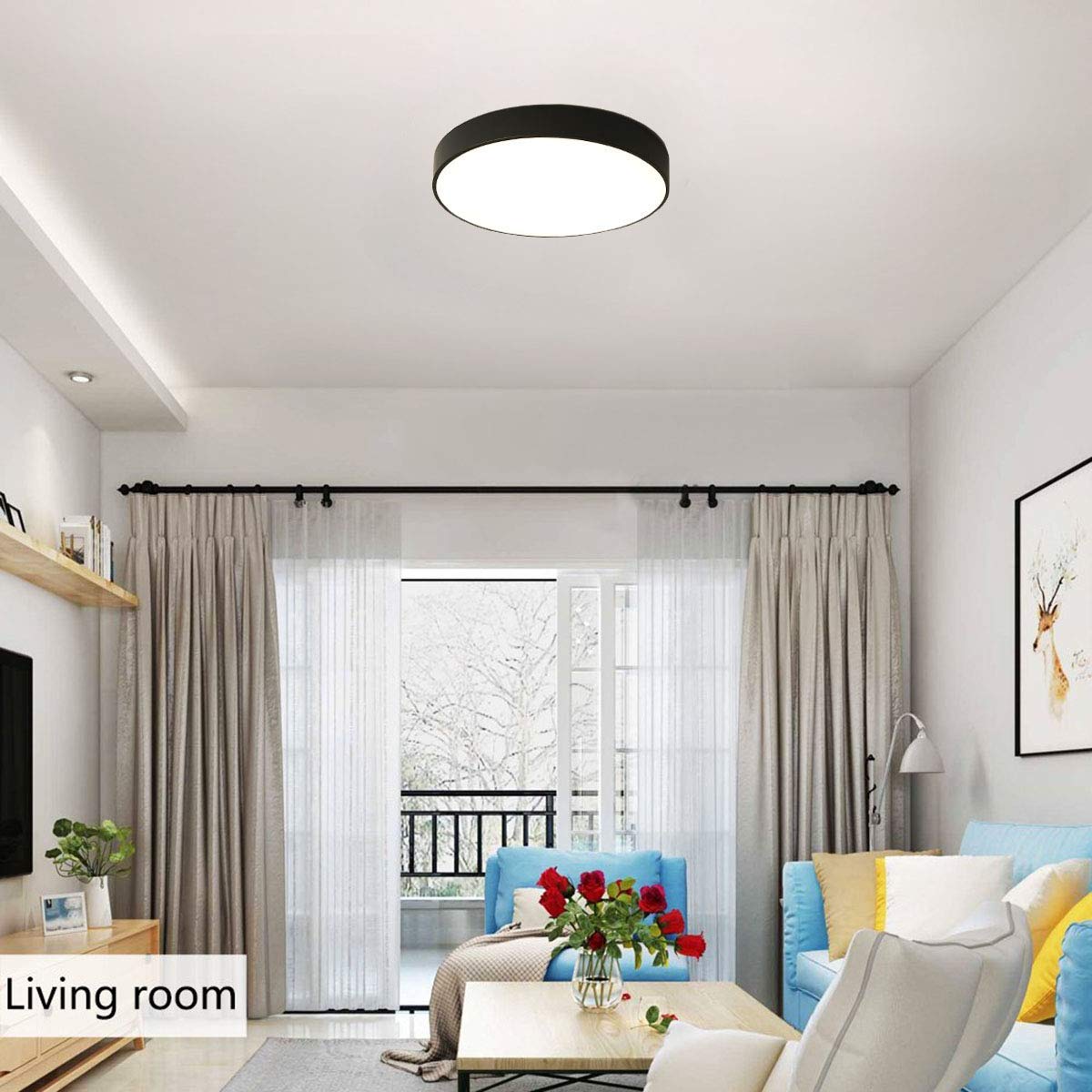 Ganeed Modern 38W Ultra-thin LED Ceiling Light, 40cm Super Bright Flush Mount Ceiling Light Fixture, 6500K Cool White Round Ceiling Lamp for Bedroom Living Dining Room Kitchen Office