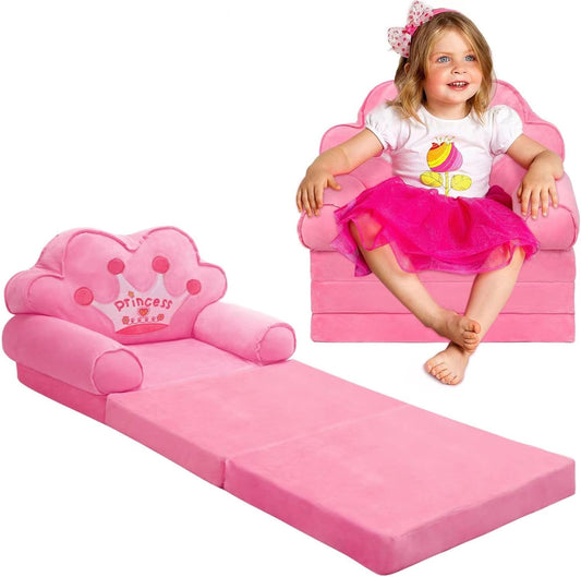 ORCHID M® Kids Chair Kids Lounge Chairs Comfy Toddler Sofa Toddler Furniture for Girls | Pink Princess Chair for Toddlers 1-3 | Cute Baby Sofa Chair & Kids Fold Out Couch