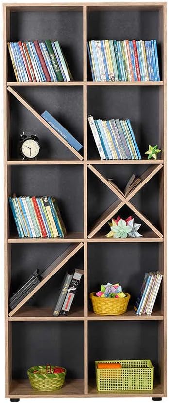 Adore Furniture Gaming Interchangeable Decorative Storage Shelving Unit with 10 Shelves, 75 cm Width x 188 cm Height x 30 cm Depth, Sonoma