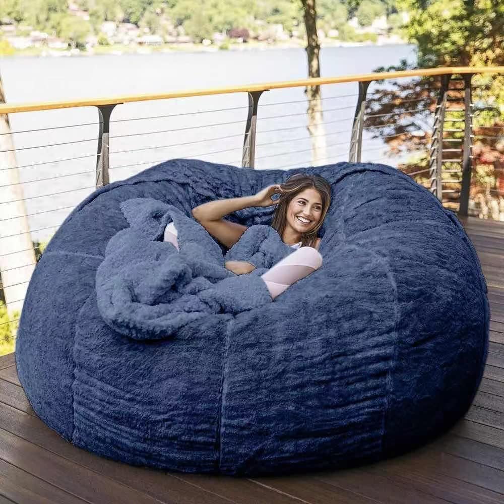 LIMOS Bean Bag Chair Cover(Cover Only,No Filler),Oversized Soft Fluffy PV Velvet Sofa Bed Cover, Soft And Comfortable Lazy Sofa Bed Cover (150cm x 75 cm, dark grey)