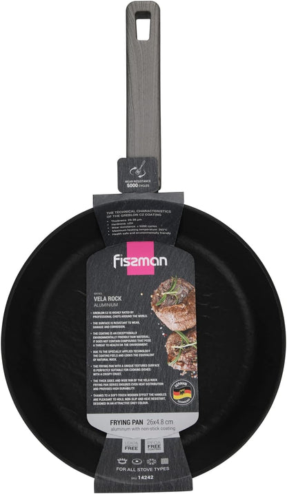 Fissman Frying Pan VELA ROCK 20 cm with Induction Bottom Aluminum and Non-Stick Coating, Perfect For Omelets Pan, Great For Fish, Meat, Sauté Vegetables