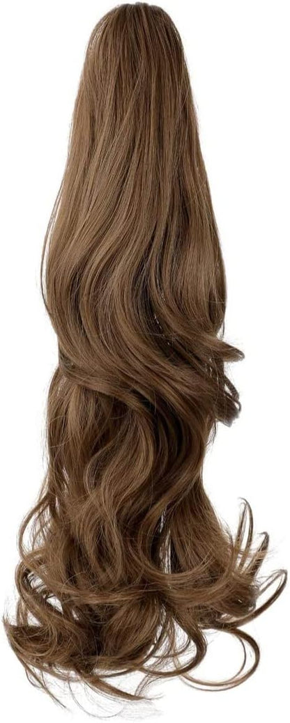 Synthetic Long Straight Claw Ponytail Wigs Clip In AH Tail Hair Ponytail (CURLY, 1B)