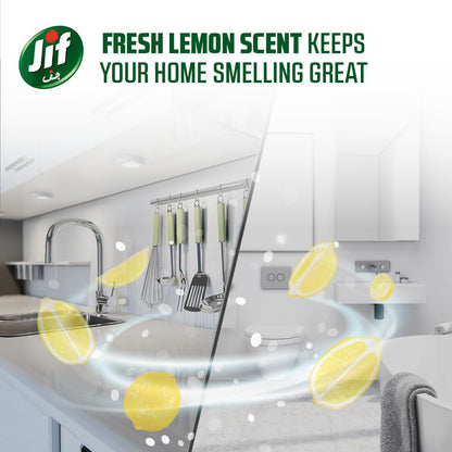 JIF Cream Cleaner, with micro crystals technology, Lemon, eliminates grease, burnt food & limescale stains, 4 x 500ml