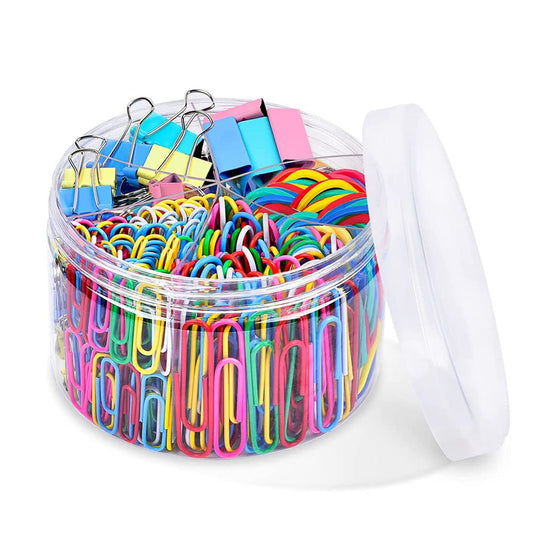 Goodern 240 Pcs Office Clips Set,Binder Clips,Paper Clips,Rubber Bands,Assorted Size,Paper Clips Large and Small,Paper Clamps Large,Medium and Small,School Supplies,Document Organizing-Mixed Color