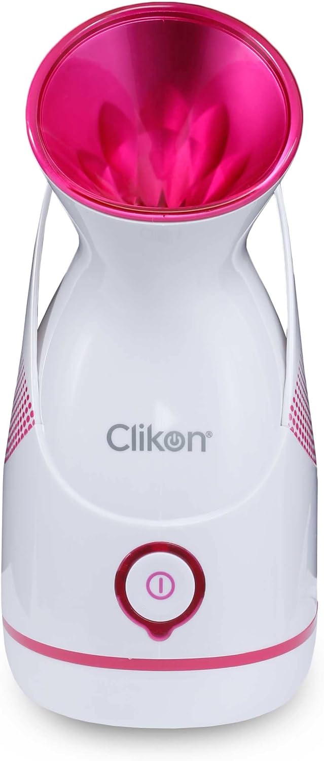 Clikon Professional Facial Steamer with UV Steam Sterilization, Aroma Diffuser Tray, 40°C Steaming Temperature, Odor Free & Noise Less Operation, 280 Watts, 2 Years Warranty, Pink – CK3321