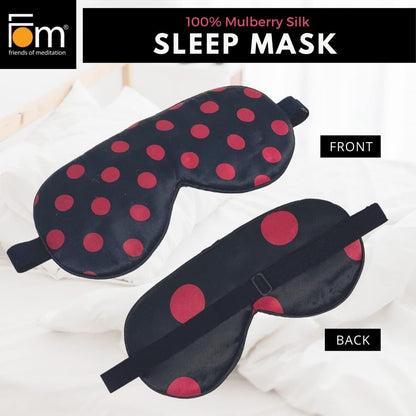 FOM (Friends of Meditation) 100% Mulberry Silk Eye Mask, Super Smooth Sleep Mask And Blind Fold (Black)