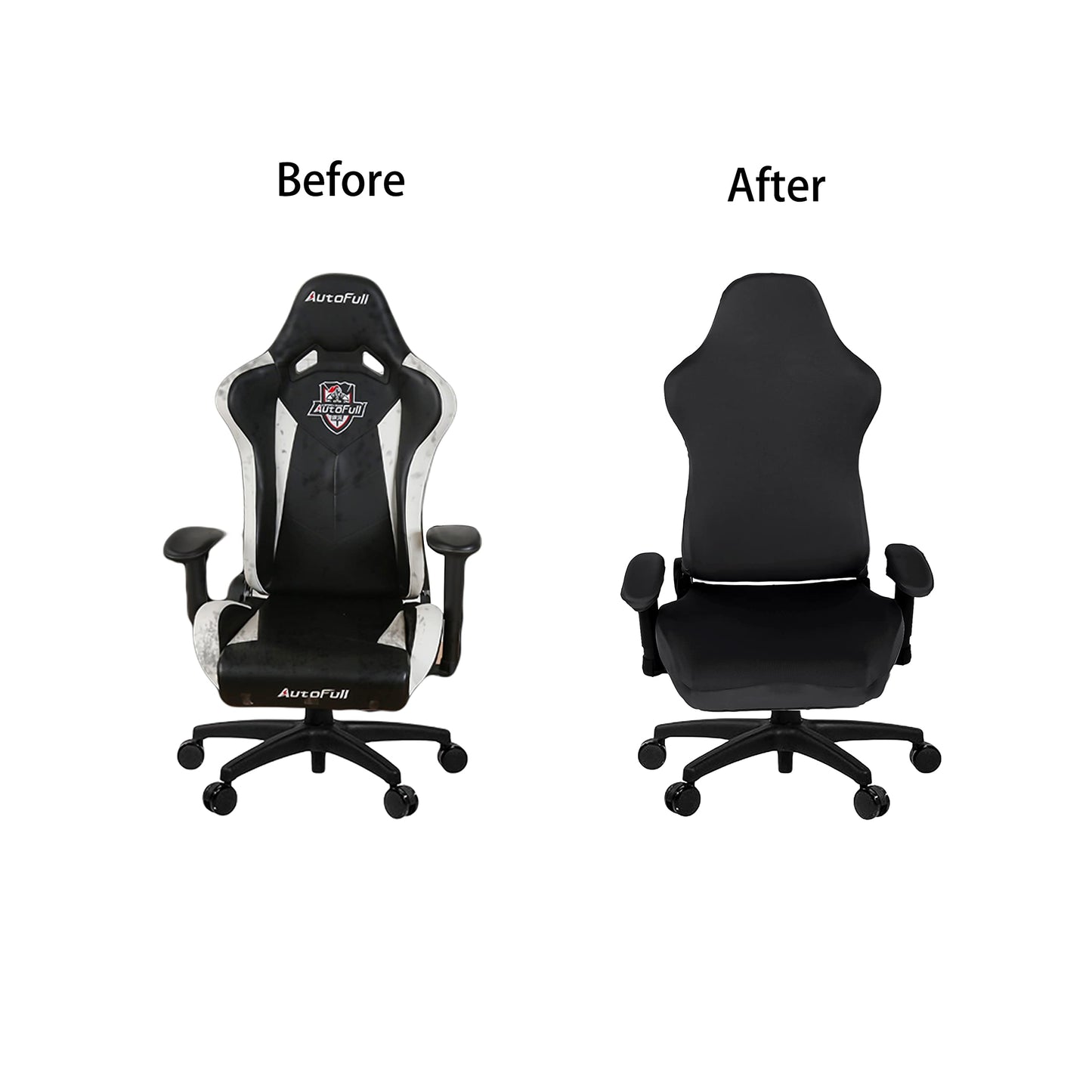 SARAFLORA Polyester Solid Stretch Washable Computer Chair Slipcovers for Universal Rotating for Boss, Office Chair (Large, Black)