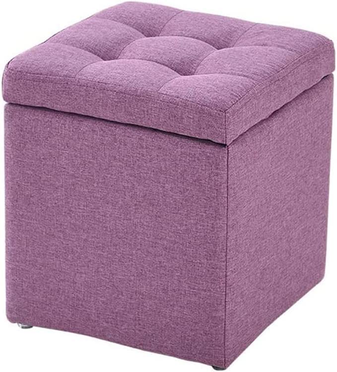 HOMETASTE Ottoman Storage Stool Cube - Multi-functional Bench Seat with Padded Memory Foam, Lid, & Stylish Square Chest Design for Home Living Room, Bedroom, Hallway, Shop, Office (Grey)