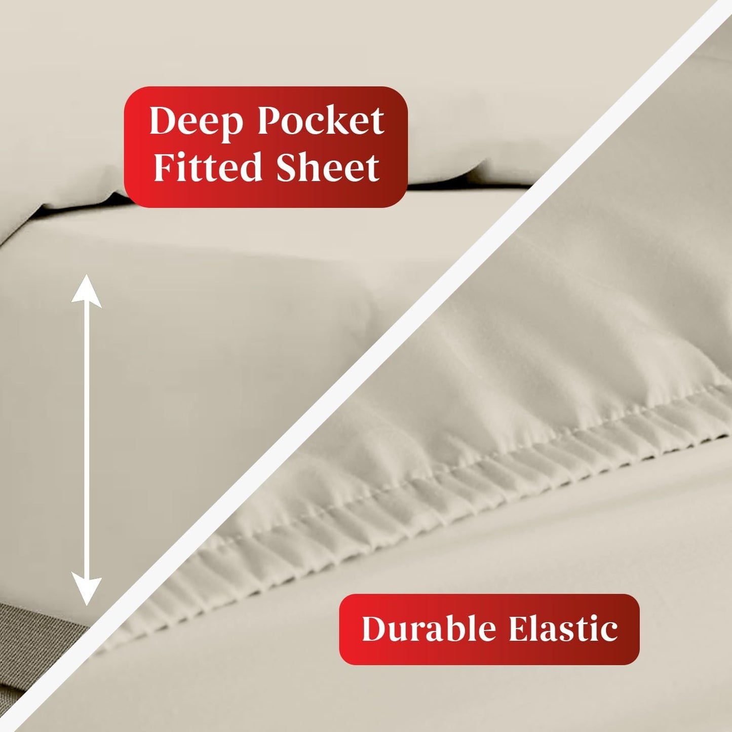 Premium Beige King Sheets Set - 1800 TC Series 4 Piece Bed Sheets - Soft Brushed Microfiber Fabric - 16 Inches Deep Pockets Sheets Wrinkle Free & Fade Resistant by Infinitee Xclusives