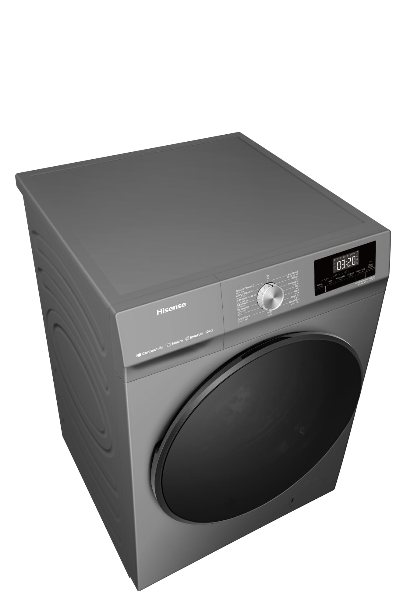 Hisense WFQA1014EVJMWT 10 Kg Front Load Washing Machine with Inverter Motor, Smart Wifi Connectivity, 1400 RPM, Titanium Grey, 1 Year Warranty