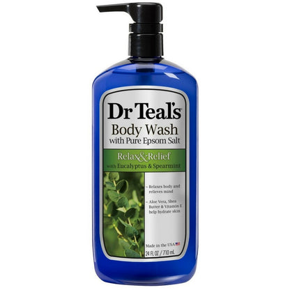 Dr Teal's Epsom Salt Body Wash - EUcalyptUS & Spearmint, 710Ml, 24 Ounce