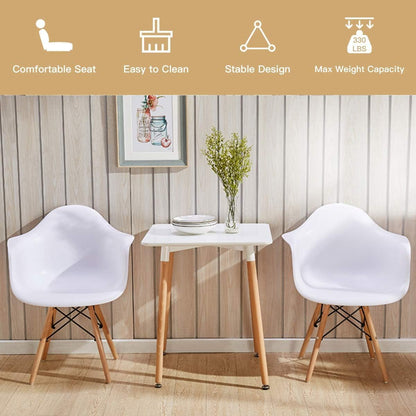 Mahmayi Dining Chairs Set of 1, Modern Mid Century Classic Style Molded Plastic Side Dining Chair with Natural Wood Leg, Heavy Duty for Dining Room (Set of 1)