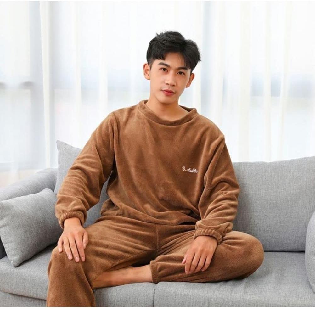 Sleepwear Pajamas For Men'S Winter Pajamas Couples Flannel Fleece Pijama Sleeping Suit Thickened Plush Warm Home Clothes