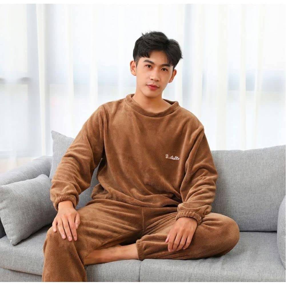 Sleepwear Pajamas For Men'S Winter Pajamas Couples Flannel Fleece Pijama Sleeping Suit Thickened Plush Warm Home Clothes