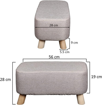 YAHOME Soft Rectangular Ottoman Footrest Stool, Shoe Change Stand Pouf Footstool Ottoman with Non-Skid Wooden Legs for Living Room Bedroom, Kids Room with Padded Seat (Grey)