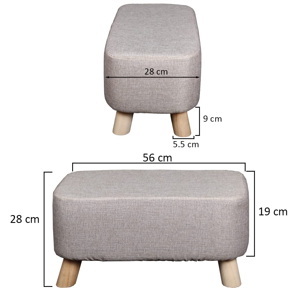 YAHOME Soft Rectangular Ottoman Footrest Stool, Shoe Change Stand Pouf Footstool Ottoman with Non-Skid Wooden Legs for Living Room Bedroom, Kids Room with Padded Seat (Grey)