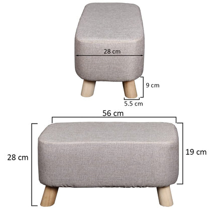 YAHOME Soft Rectangular Ottoman Footrest Stool, Shoe Change Stand Pouf Footstool Ottoman with Non-Skid Wooden Legs for Living Room Bedroom, Kids Room with Padded Seat (Grey)