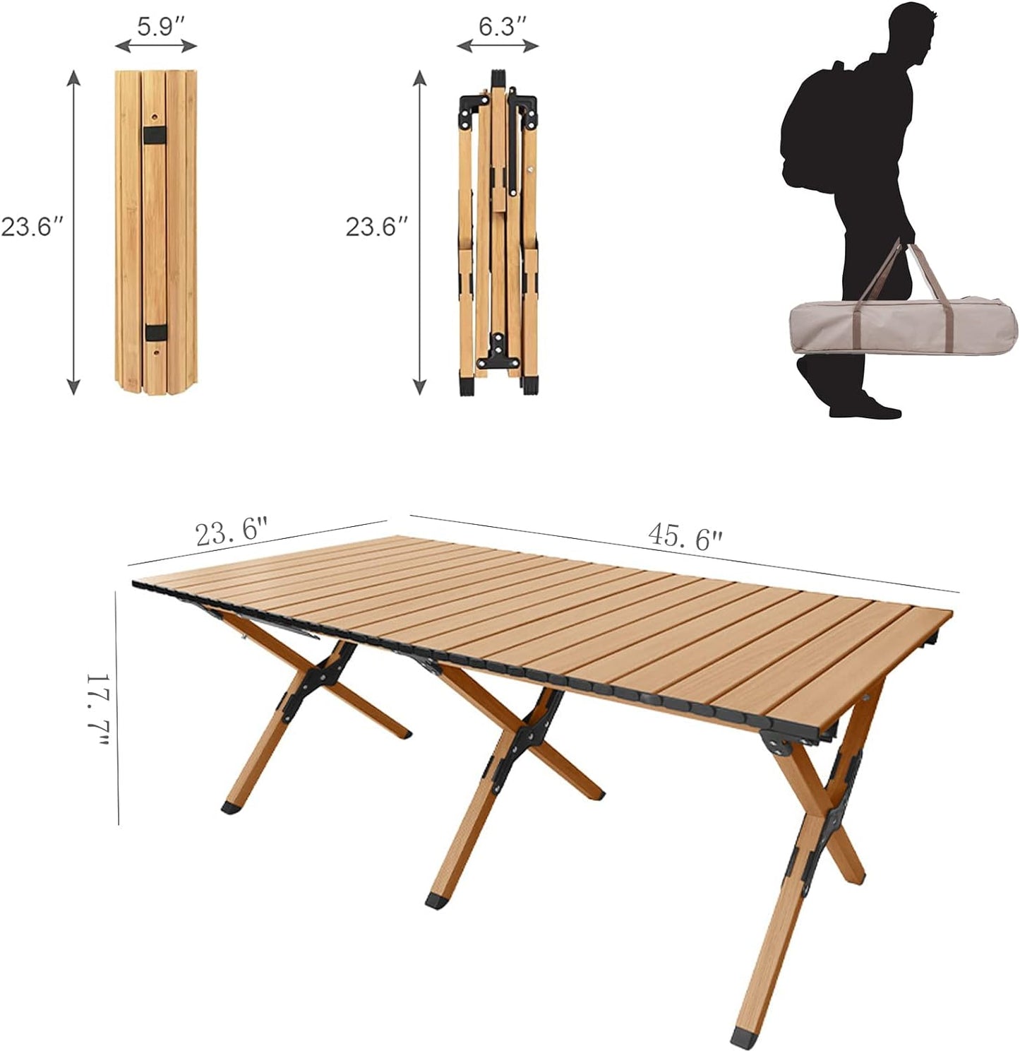 VUCATIN Camping Folding Chair Outdoor Beach Foldable Chair Ultralight Furniture Backpacking Chair with Wooden Handle Aluminum Bracket Stable Camp Chair for Outdoor Hiking,Fishing,Picnic,Travel