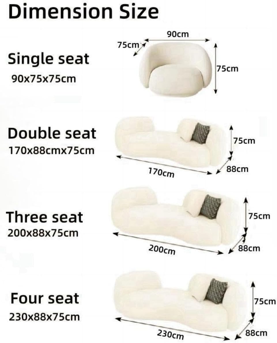 RciDos 1PCS Fleece Fabric Overstuffed Multifunction Arc-shaped Sofa set, Wood Furniture for Home Livingroom，Bedroom，Office Without Pillow and Coffee Table (Four seats 230cm, Beige)