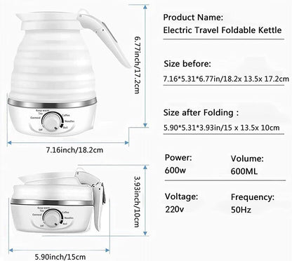 0.6L Portable Electric Kettle | Foldable & Collapsible Travel Tea Kettle | Temperature Control and Auto Keep Warm, Small Hot Water Heater Kettle for Boiling Water