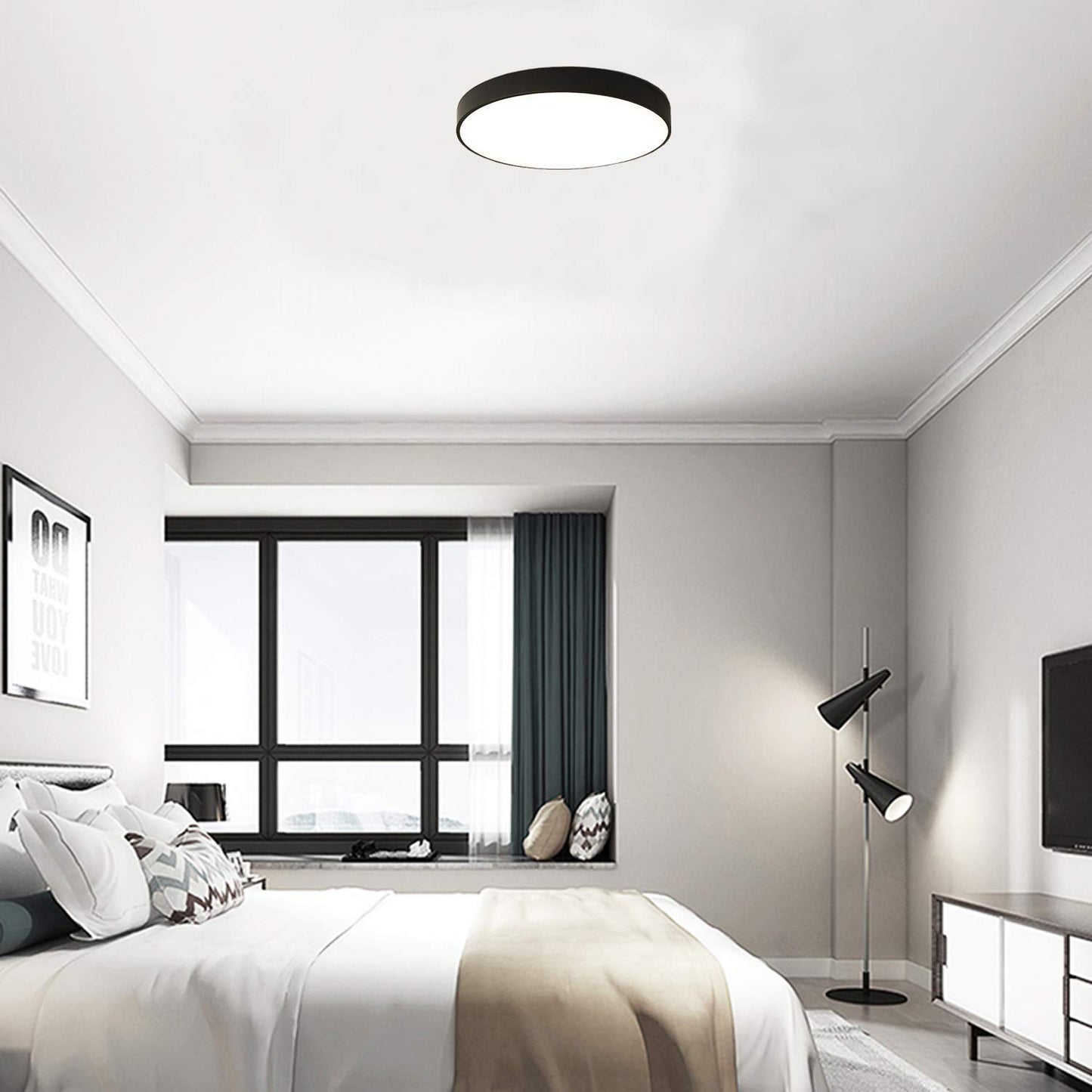 Ganeed Modern 38W Ultra-thin LED Ceiling Light, 40cm Super Bright Flush Mount Ceiling Light Fixture, 6500K Cool White Round Ceiling Lamp for Bedroom Living Dining Room Kitchen Office