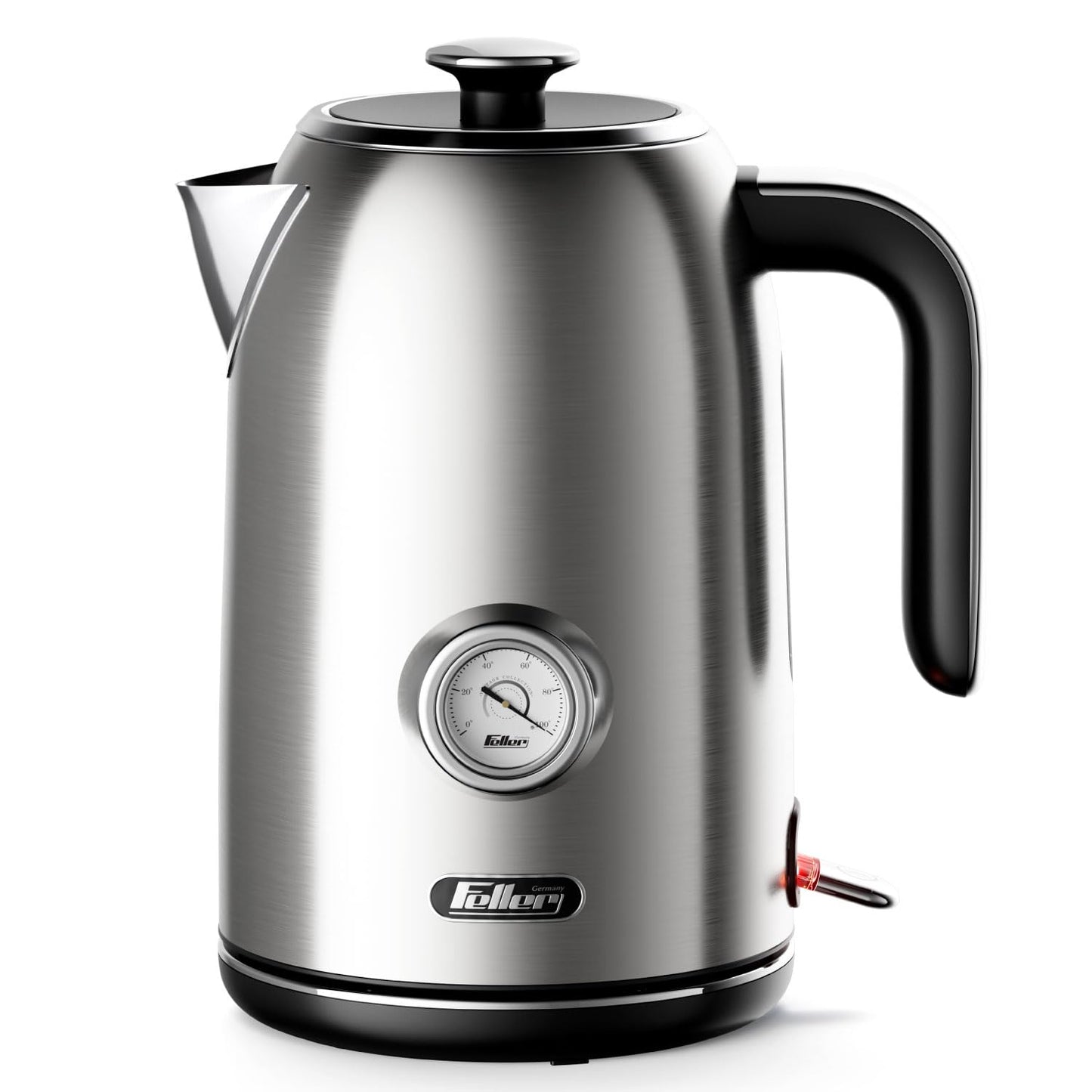 Feller Germany, Retro Style 1.7L Kettle with Thermometer, 2200 W, Stainless Steel Body, STRIX Controller, Dry Boil & Automatic Switch-Off, EK200, 2Y Guarantee-UAE Version (White)