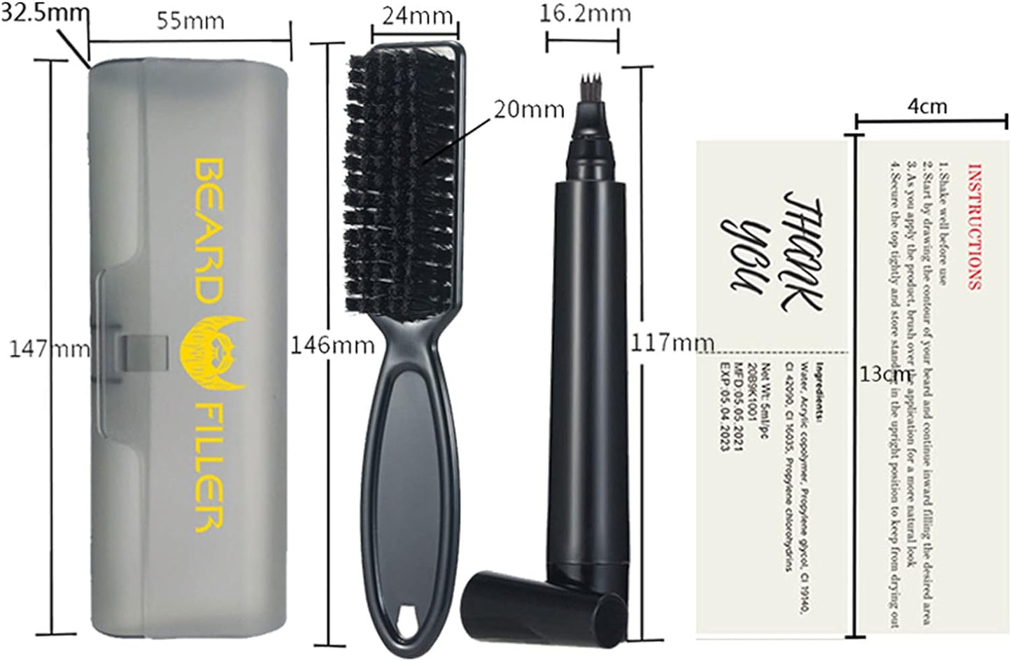 Generic Beard Filling Pen Kit Beard Pencil Filler Beard Brush & Foldable Comb for Men Waterproof Long Lasting & Natural Finish Beard Grooming Pencil Enhance Facial Hair Mustache Repair Shape