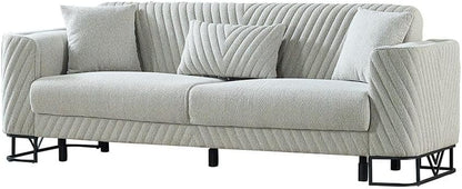 Danube Home Elegance 3 Seater Fabric Sofa | Modern Design Three Seat Sofas | Comfortable Living Room Furniture L 230 x W 80 x H 82 cm - Grey